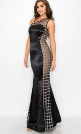 Rhinestone Show Off Black Dress